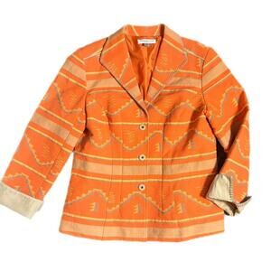 Orange and yellow navajo patterned blazer womens 12